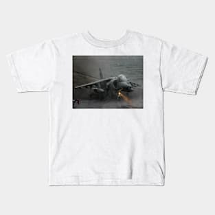 RAF Harrier landing onboard Kids T-Shirt